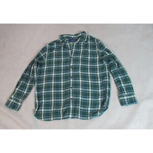 Tommy Bahama Shirt Mens Medium Green Plaid Flannel Button Cabincore Lumberjack